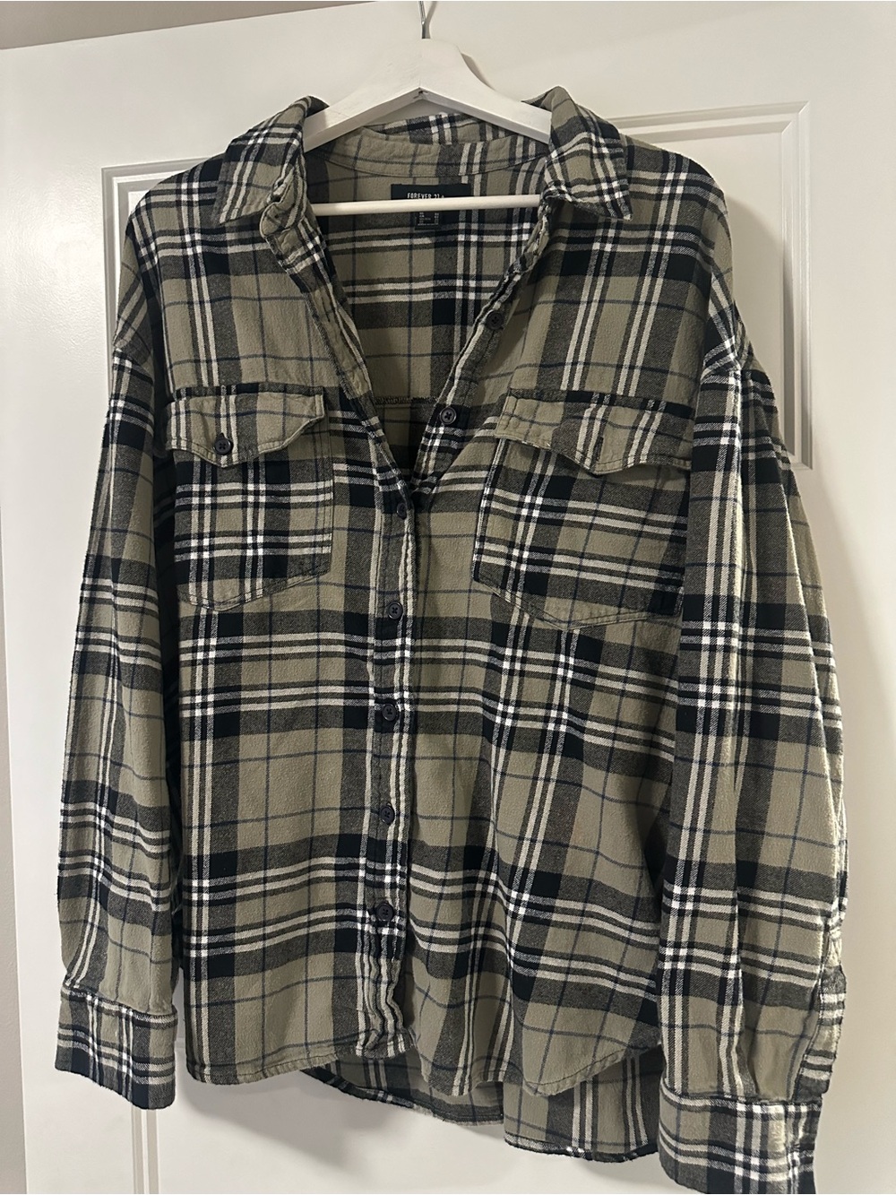 Forever 21 Olive and Black Plaid Button-Down  Blazer